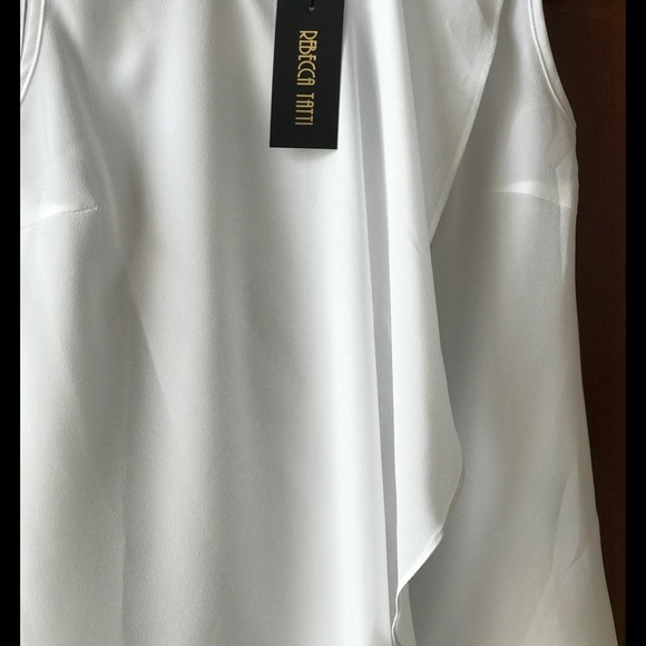 Ruffled White Sleeveless Top by Rebecca Tatti M - Picture 4 of 7